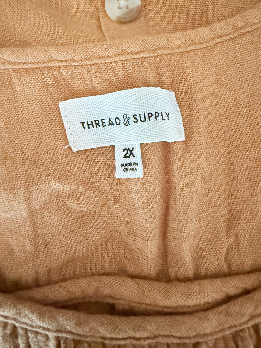 Thread & Supply Ochre Brown Linen Blend Scoop Neck Tank Top Size 2X Plus Size - Picture 7 of 7